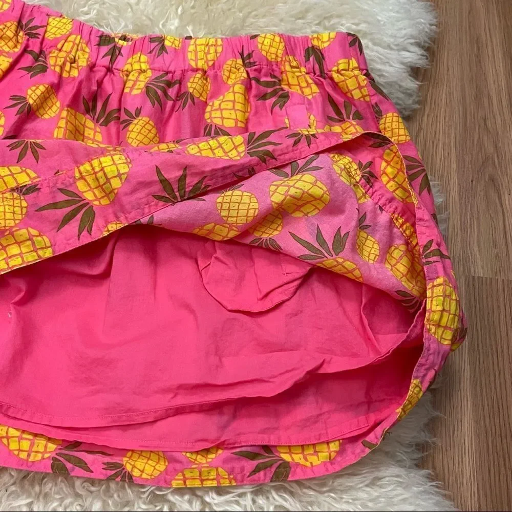 J Crew Factory Cotton Pineapple Print Skirt Pink and Yellow M